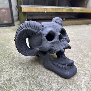 Black Ram Skull Sculpture